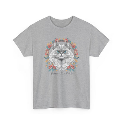 Cat Portrait Tee — "Purrson of Power" Floral Maine Coon Graphic T-Shirt