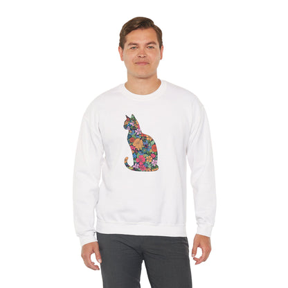 Domestic Medium Hair - Floral Cat Silhouette Sweatshirt