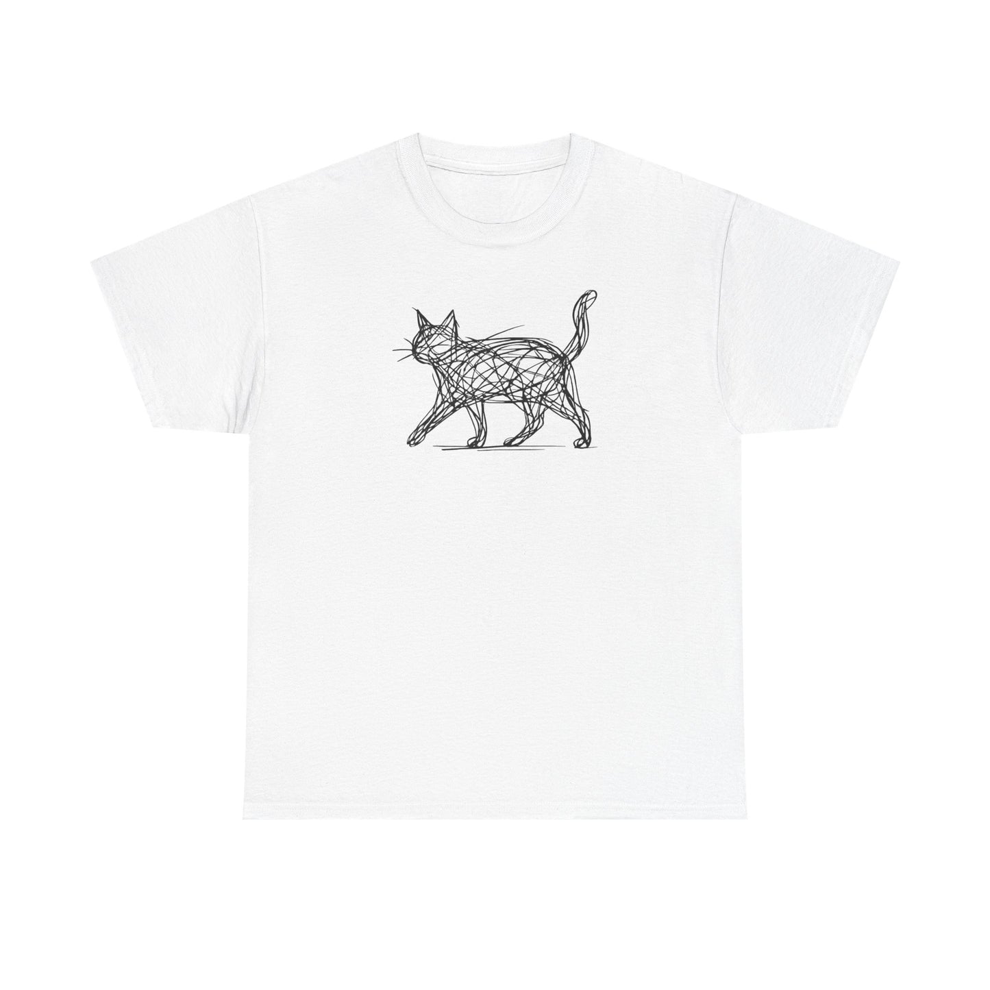 Bengal Cat Line Art T-Shirt — Minimalist Walking Cat Graphic Tee
