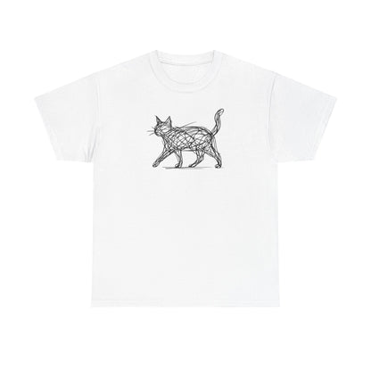 Bengal Cat Line Art T-Shirt — Minimalist Walking Cat Graphic Tee