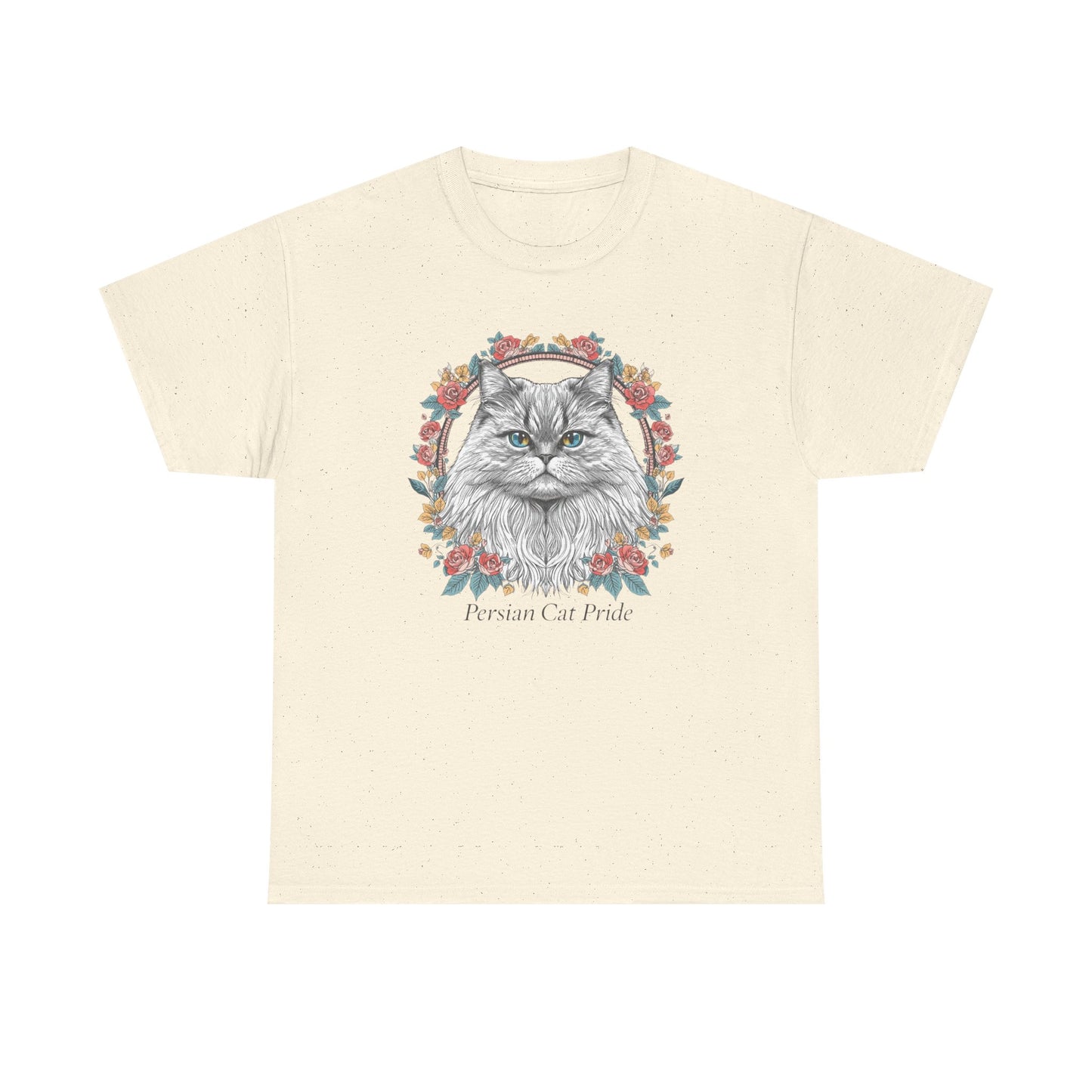 Cat Portrait Tee — "Purrson of Power" Floral Maine Coon Graphic T-Shirt