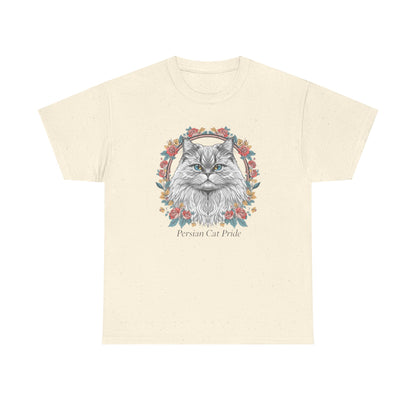 Cat Portrait Tee — "Purrson of Power" Floral Maine Coon Graphic T-Shirt