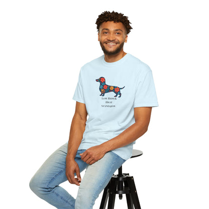 Dachshund Floral Graphic Tee | Low Rider High Standards Sausage Dog Shirt