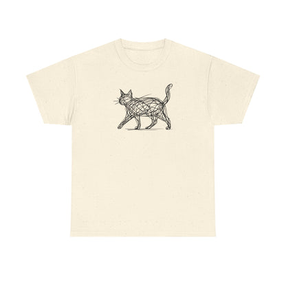 Bengal Cat Line Art T-Shirt — Minimalist Walking Cat Graphic Tee