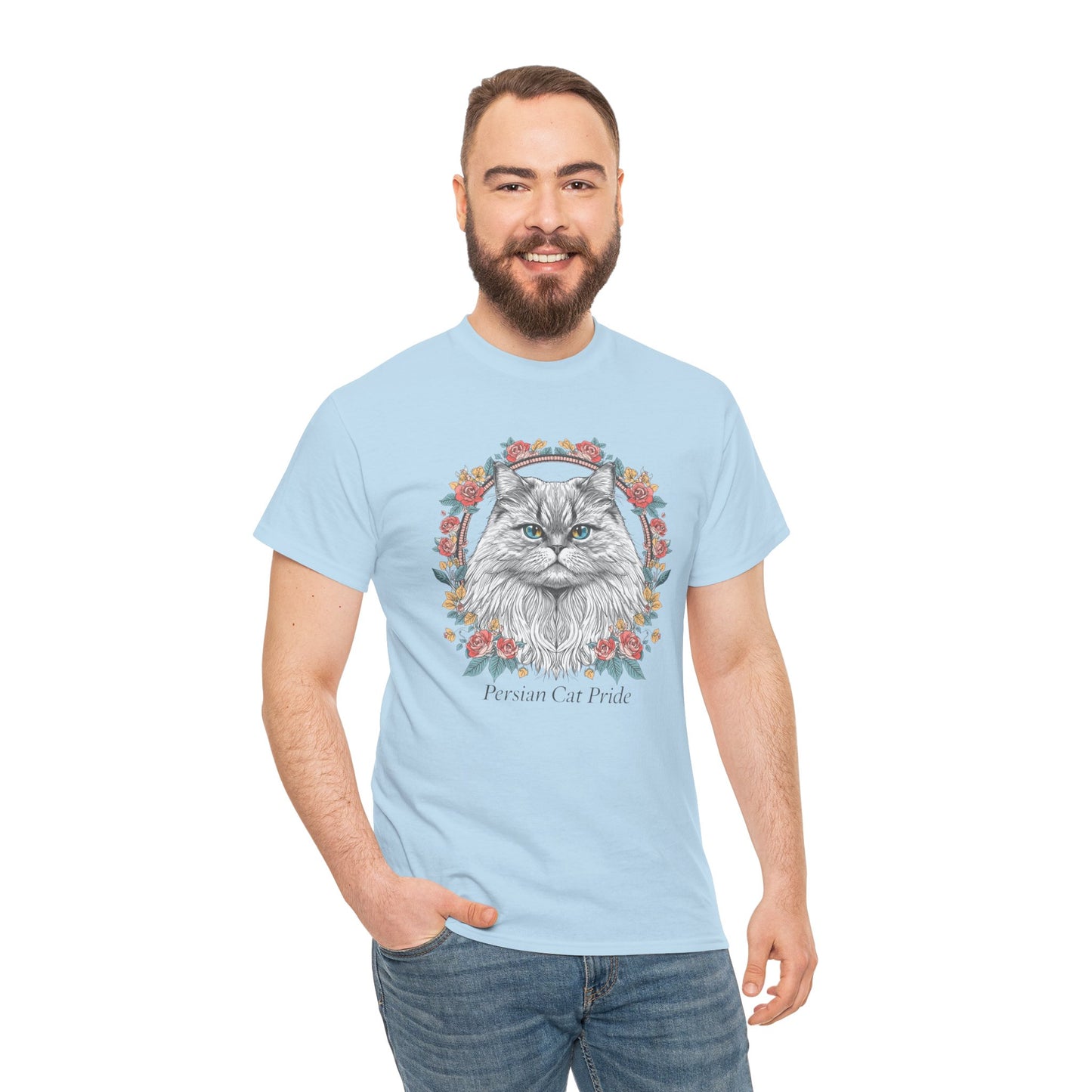 Cat Portrait Tee — "Purrson of Power" Floral Maine Coon Graphic T-Shirt
