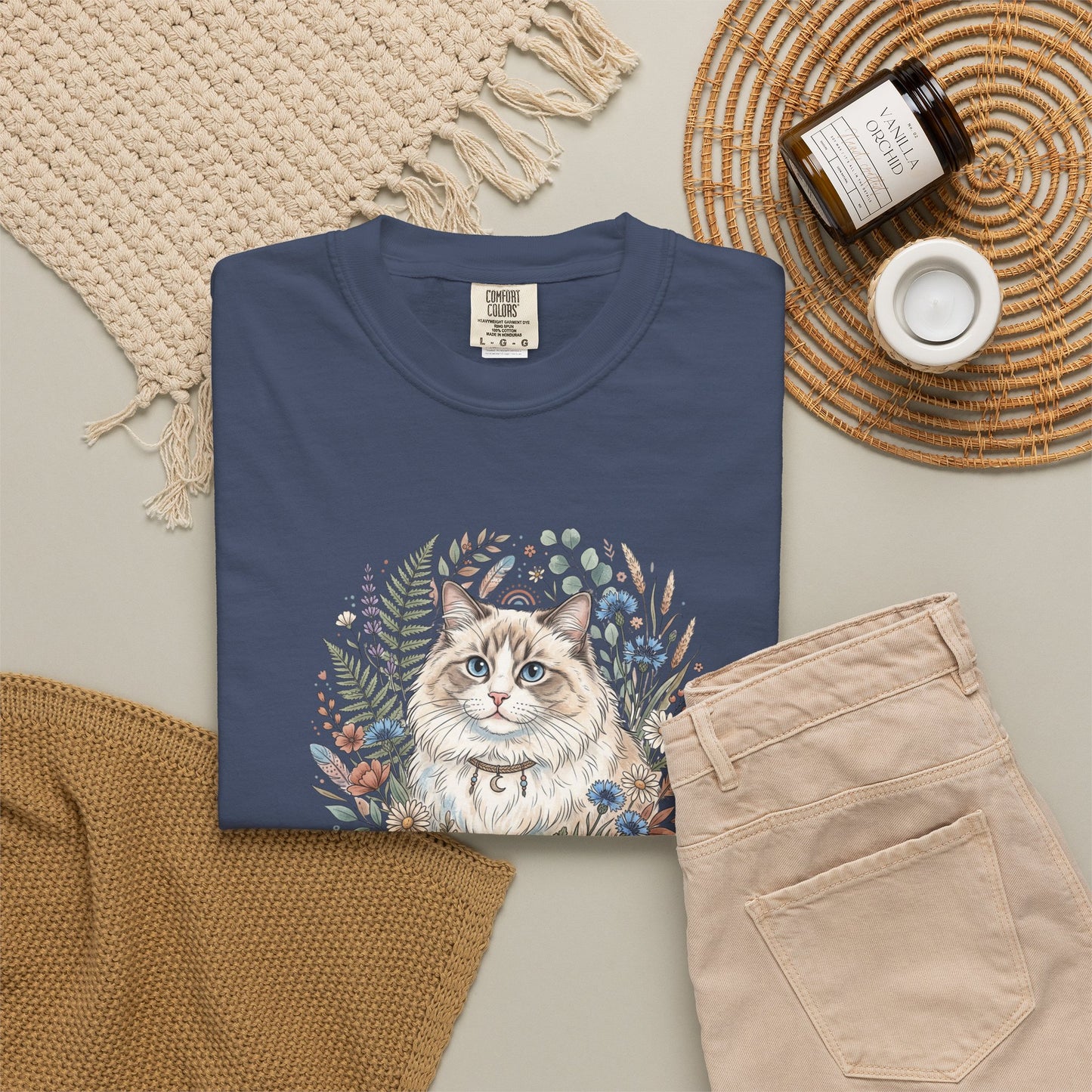 Ragdoll Cat Floral Wreath T-Shirt
