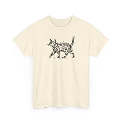 Bengal Cat Line Art T-Shirt — Minimalist Walking Cat Graphic Tee