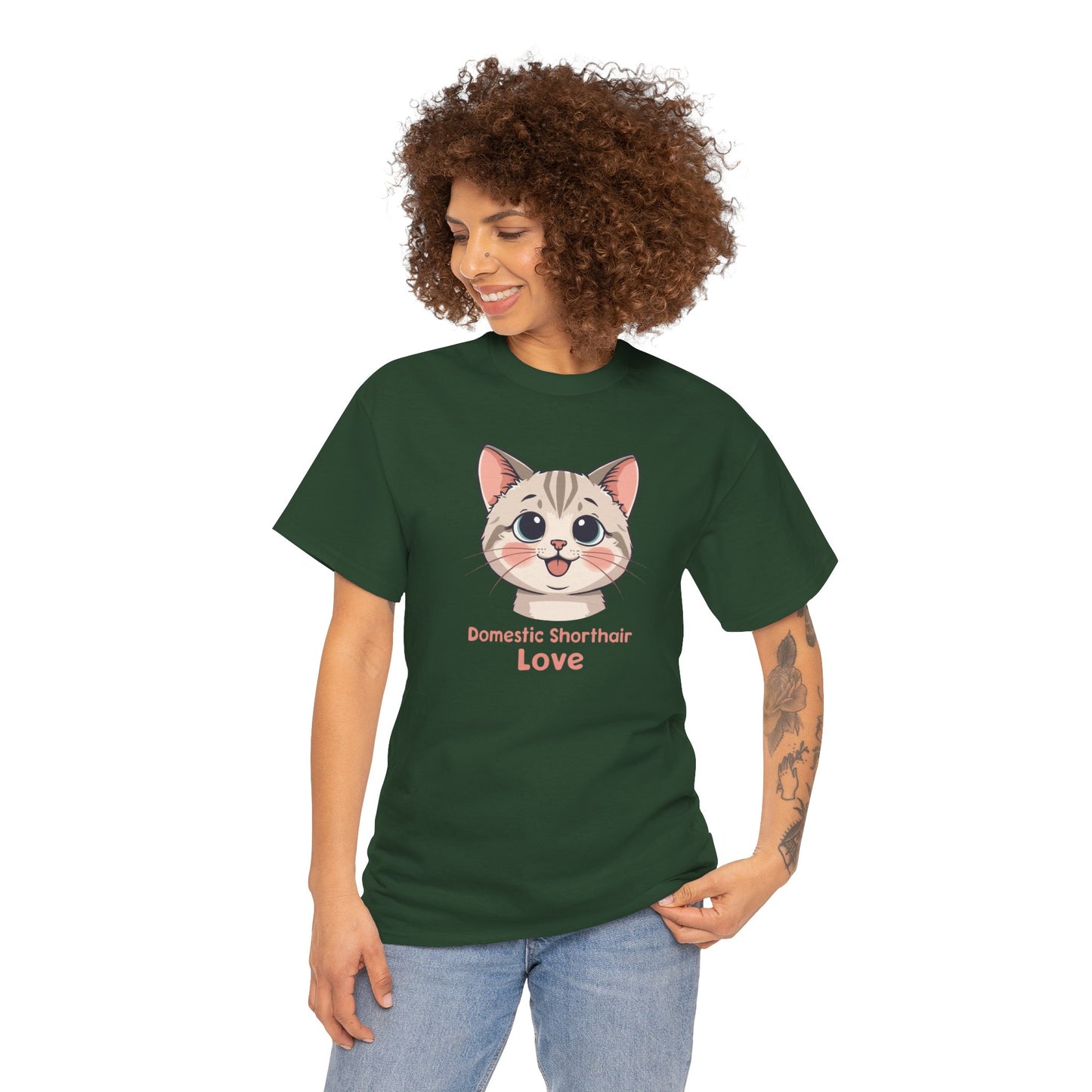 Domestic Shorthair Cat Love T-Shirt — Cute Kitten Graphic Tee