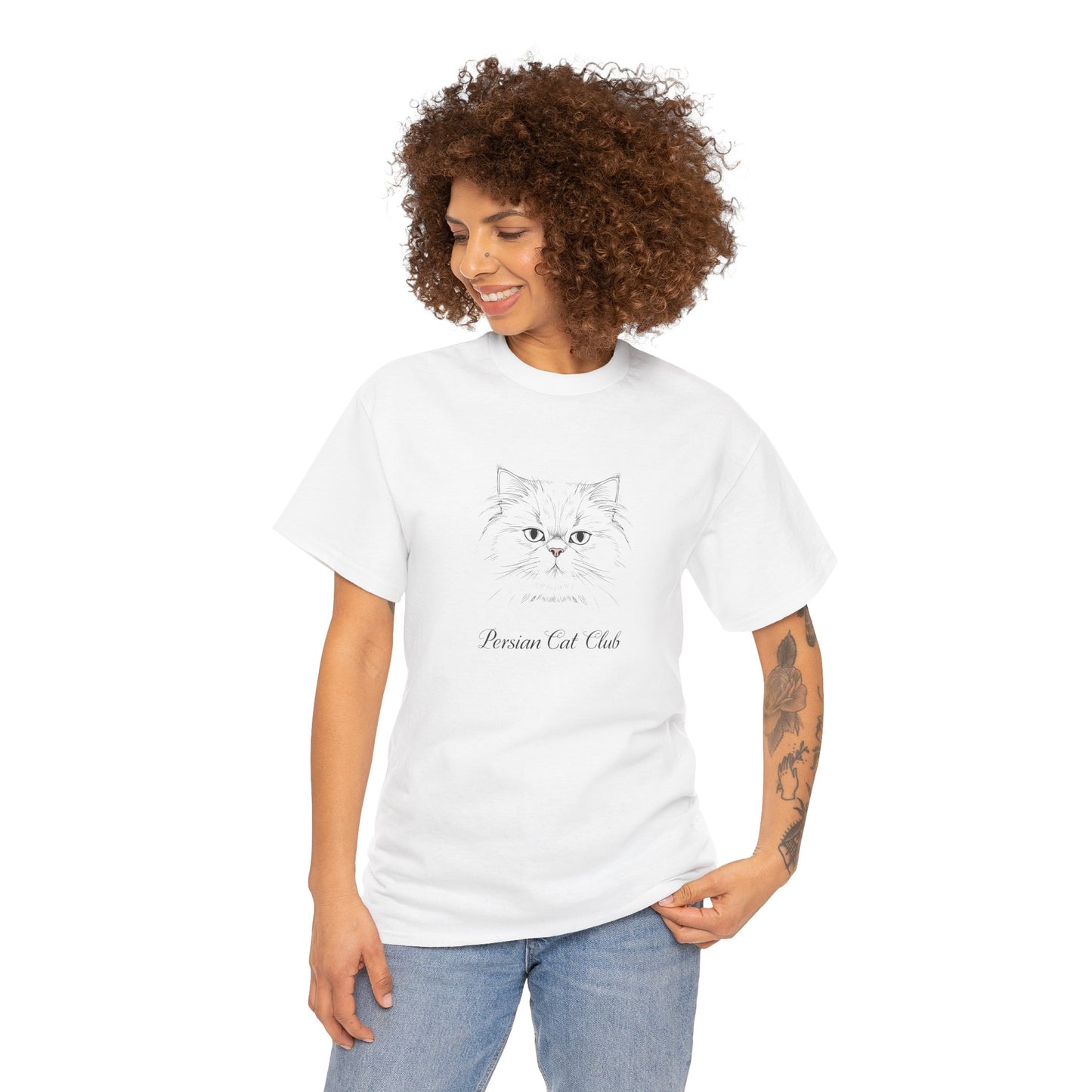 Persian Cat Club Tee — Cute Minimal Cat Face T-Shirt