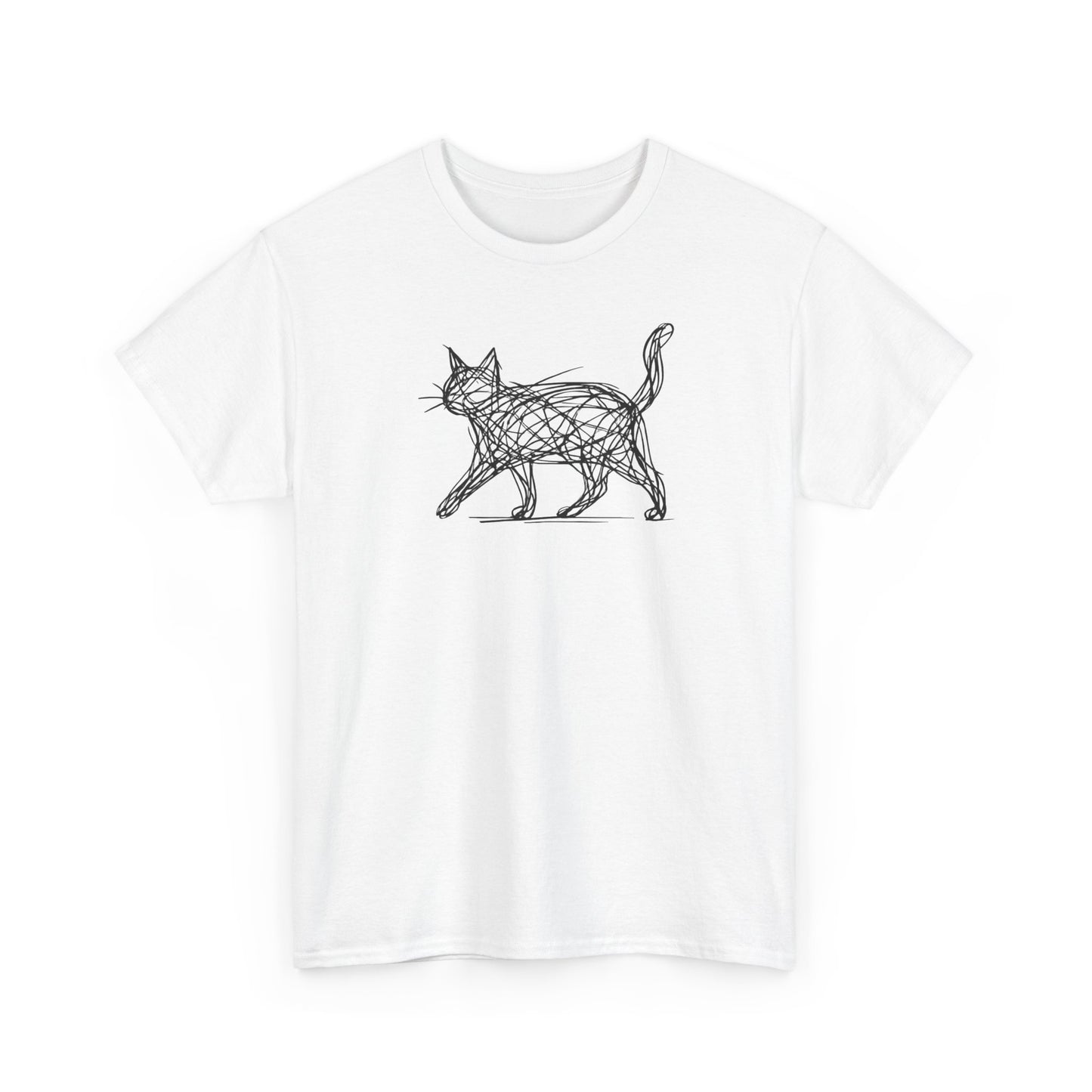 Bengal Cat Line Art T-Shirt — Minimalist Walking Cat Graphic Tee