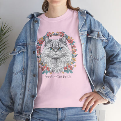 Cat Portrait Tee — "Purrson of Power" Floral Maine Coon Graphic T-Shirt