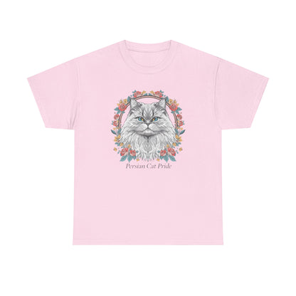 Cat Portrait Tee — "Purrson of Power" Floral Maine Coon Graphic T-Shirt