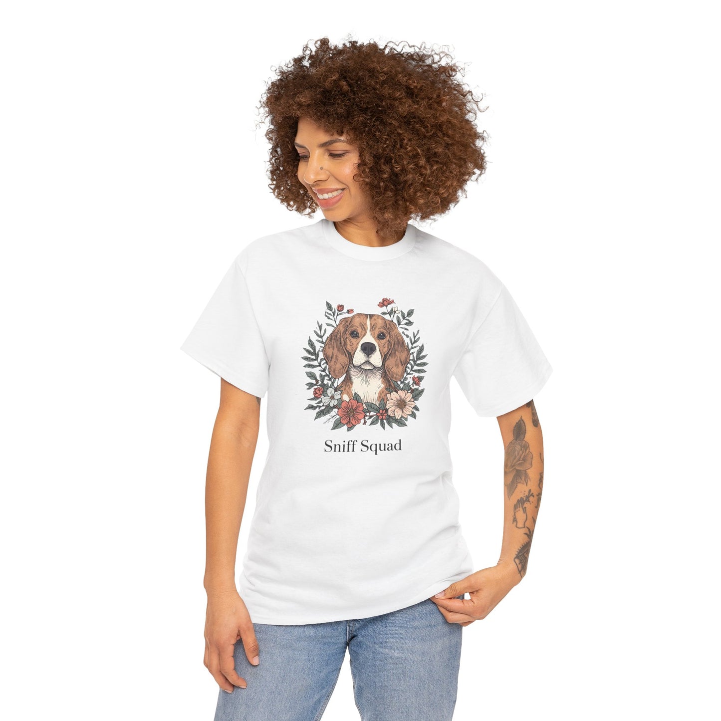 Beagle Floral "Sniff Squad" T‑Shirt - Cute Dog Lover Tee