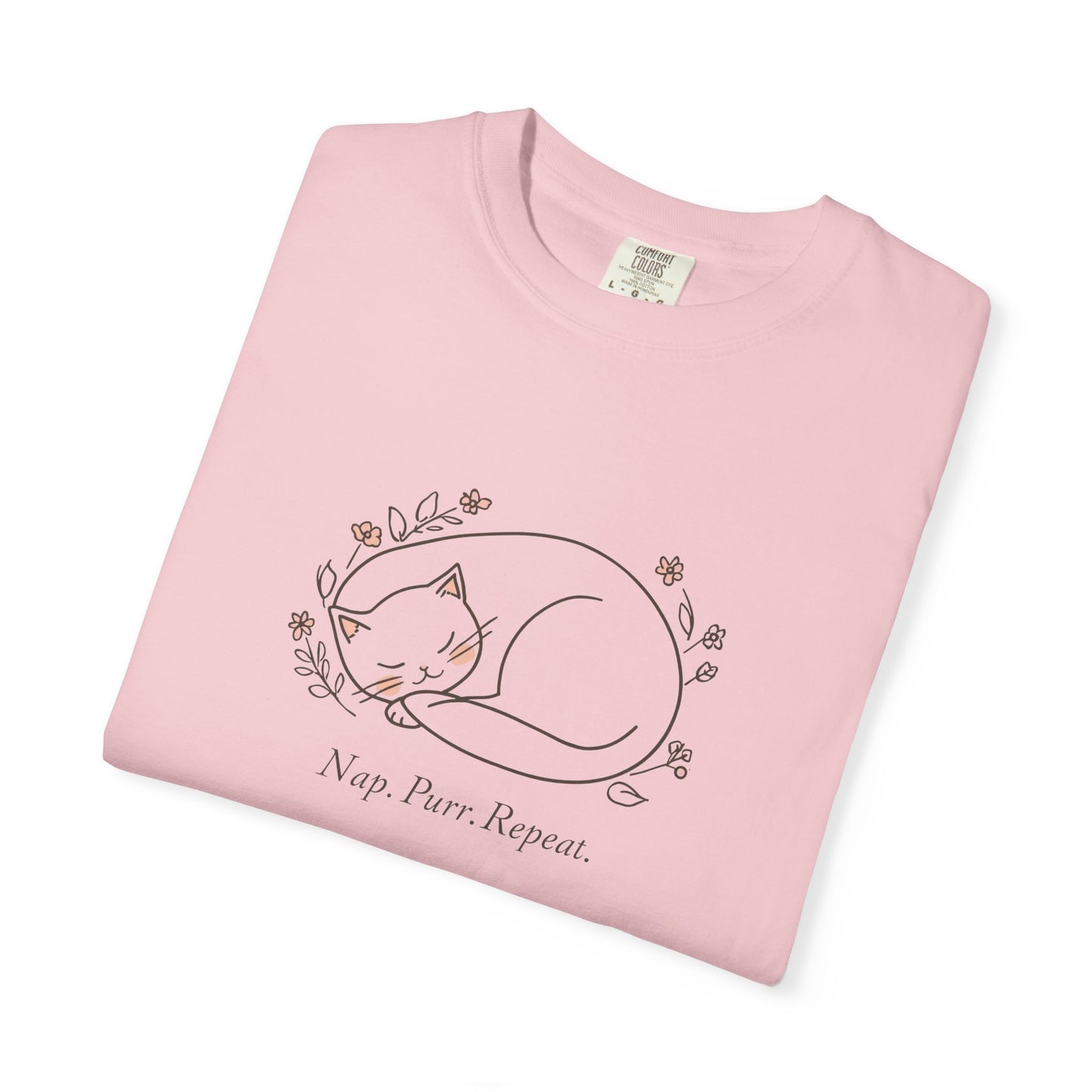 Cat Nap T-Shirt — "Nap Peer Repose" Cute Sleeping Cat Graphic Tee