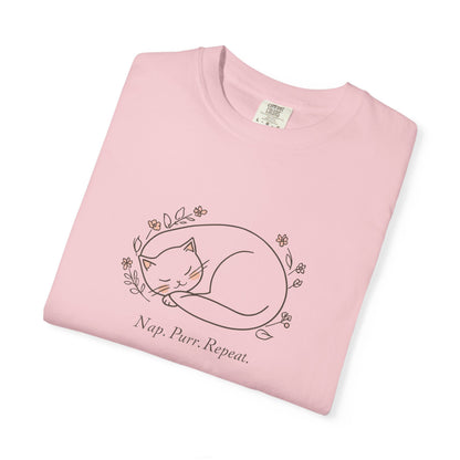 Cat Nap T-Shirt — "Nap Peer Repose" Cute Sleeping Cat Graphic Tee
