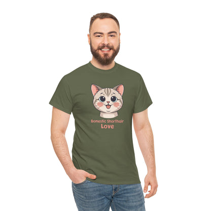 Domestic Shorthair Cat Love T-Shirt — Cute Kitten Graphic Tee