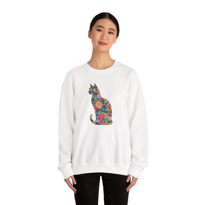 Domestic Medium Hair - Floral Cat Silhouette Sweatshirt