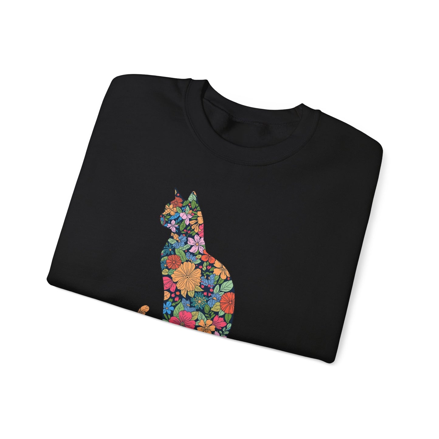 Domestic Medium Hair - Floral Cat Silhouette Sweatshirt