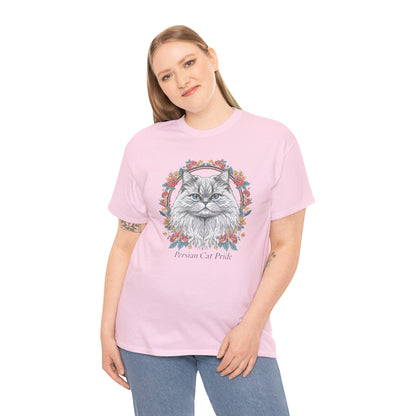 Cat Portrait Tee — "Purrson of Power" Floral Maine Coon Graphic T-Shirt
