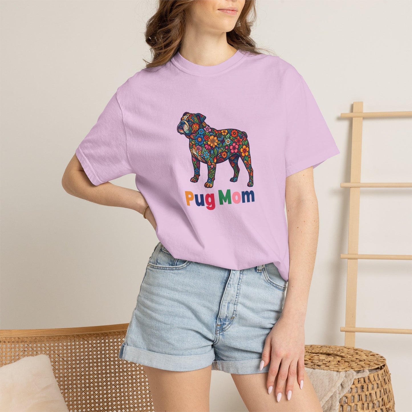 Pug Mom Floral T-Shirt