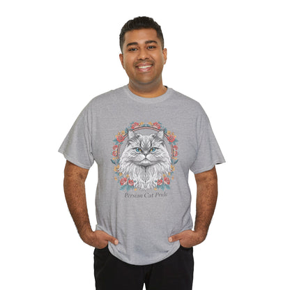 Cat Portrait Tee — "Purrson of Power" Floral Maine Coon Graphic T-Shirt