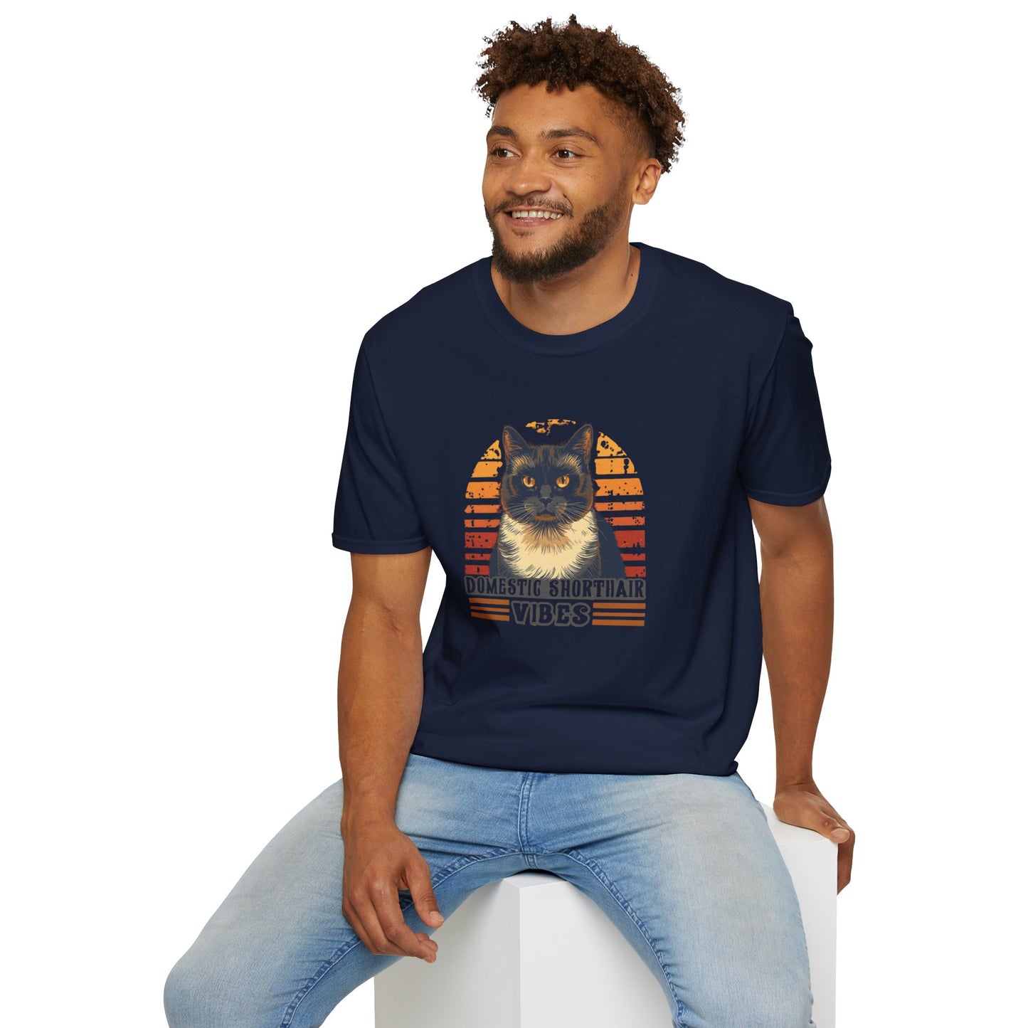 Domestic Shorthair Vibes T-Shirt — Retro Cat Lover Tee