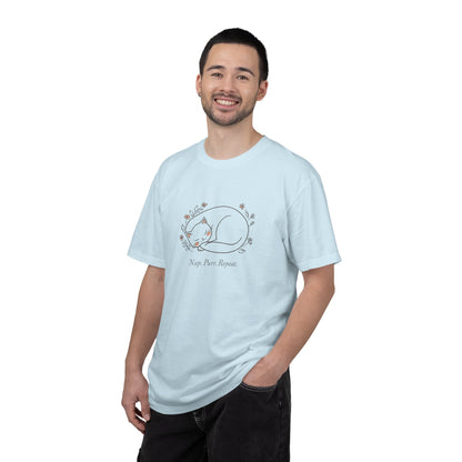 Cat Nap T-Shirt — "Nap Peer Repose" Cute Sleeping Cat Graphic Tee