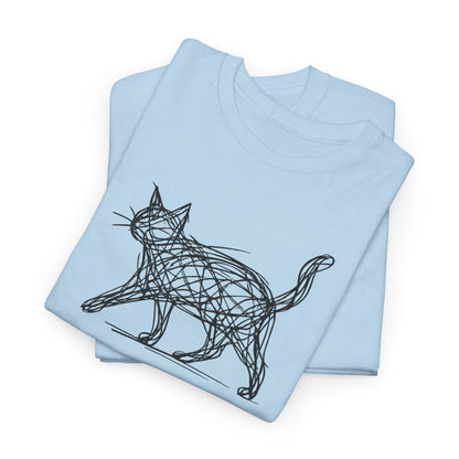 Bengal Cat Line Art T-Shirt — Minimalist Walking Cat Graphic Tee