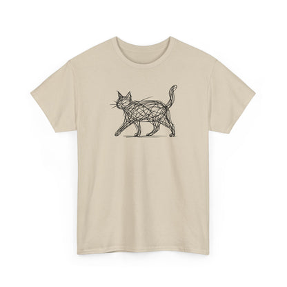 Bengal Cat Line Art T-Shirt — Minimalist Walking Cat Graphic Tee