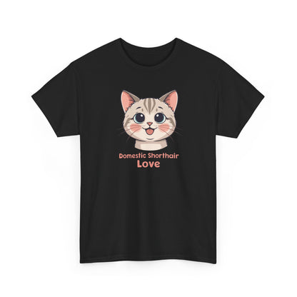 Domestic Shorthair Cat Love T-Shirt — Cute Kitten Graphic Tee