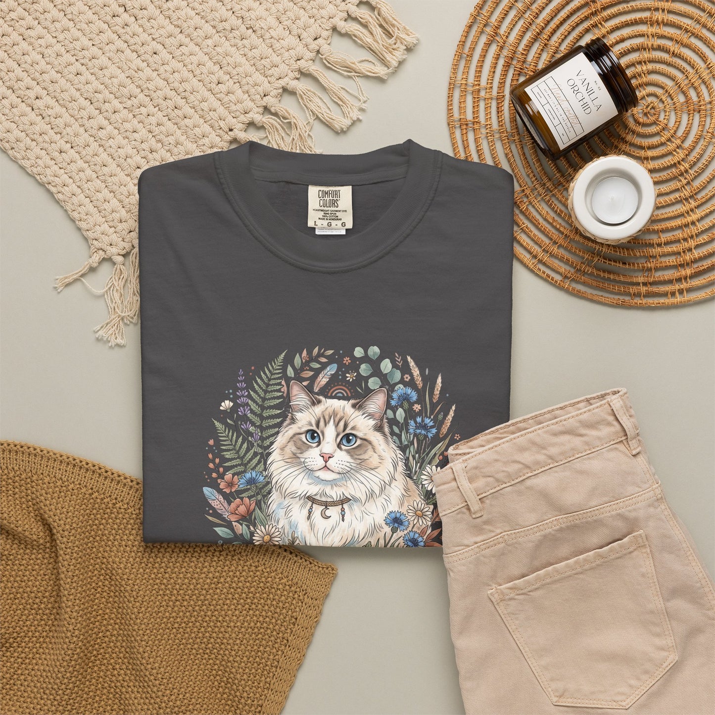 Ragdoll Cat Floral Wreath T-Shirt