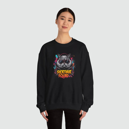 Shorthair Squad Cat Sweatshirt – Graphic Crewneck for Cat Lovers
