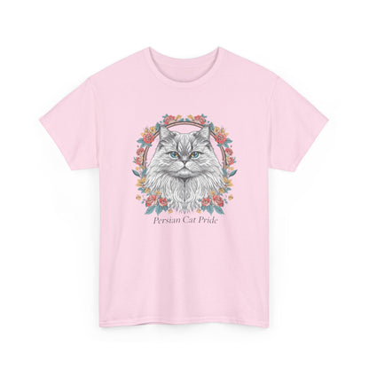Cat Portrait Tee — "Purrson of Power" Floral Maine Coon Graphic T-Shirt