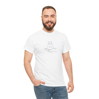 Hamster In Hand Tee - Minimal Cute Pet Illustration T-Shirt