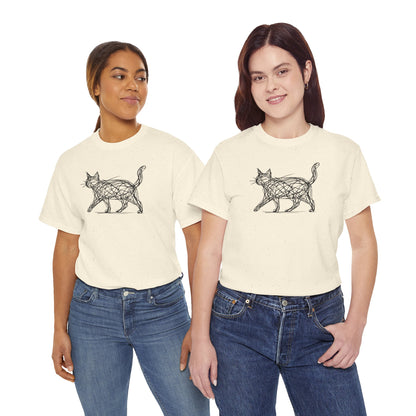 Bengal Cat Line Art T-Shirt — Minimalist Walking Cat Graphic Tee