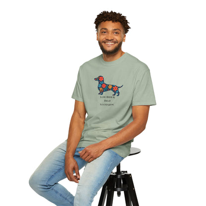 Dachshund Floral Graphic Tee | Low Rider High Standards Sausage Dog Shirt