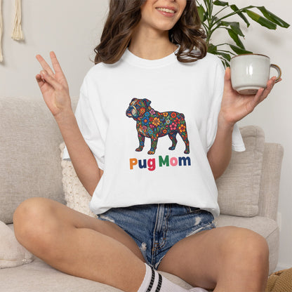 Pug Mom Floral T-Shirt
