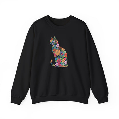 Domestic Medium Hair - Floral Cat Silhouette Sweatshirt
