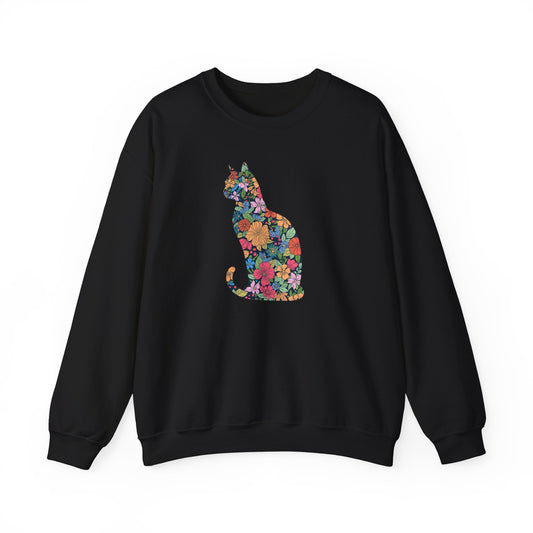 Domestic Medium Hair - Floral Cat Silhouette Sweatshirt