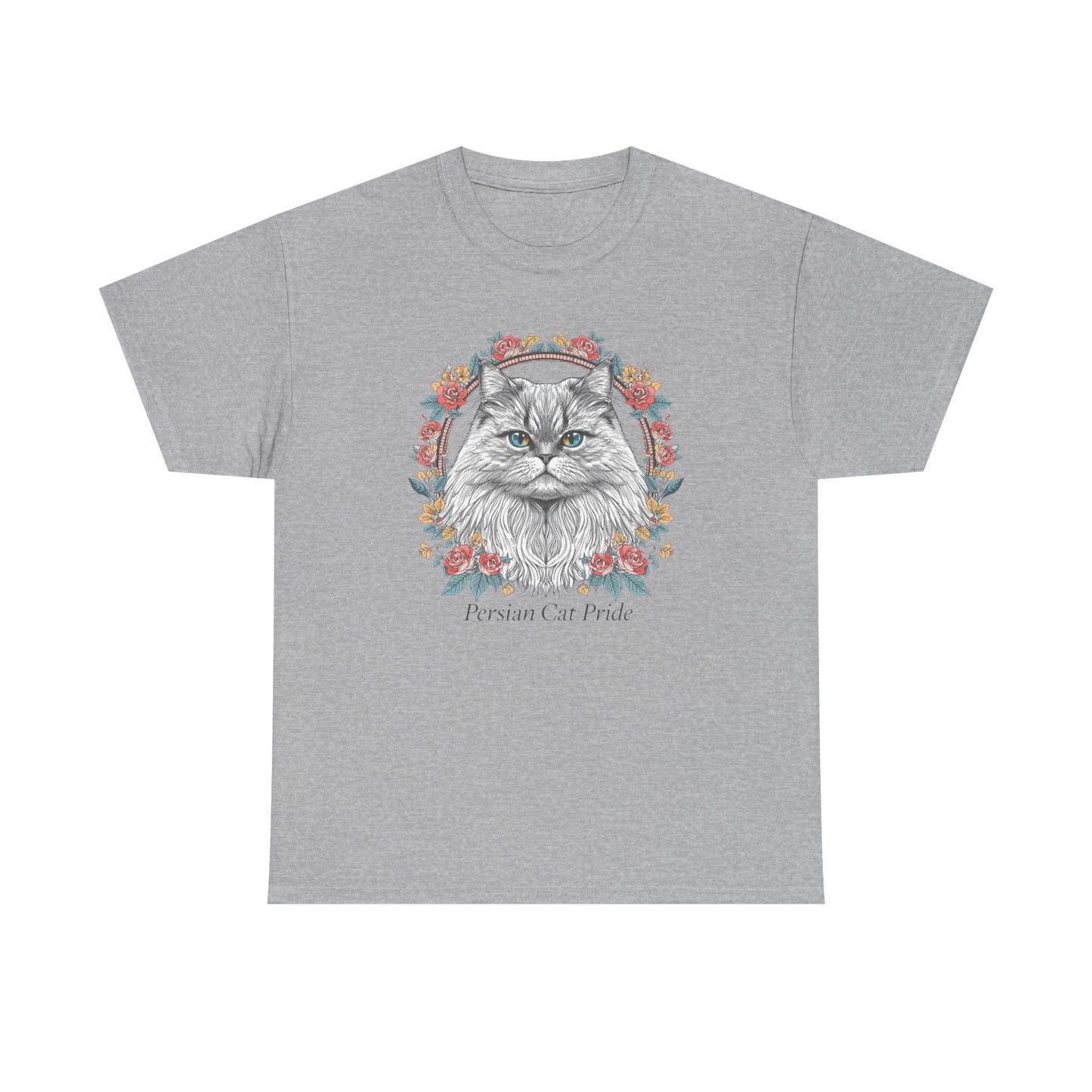 Cat Portrait Tee — "Purrson of Power" Floral Maine Coon Graphic T-Shirt