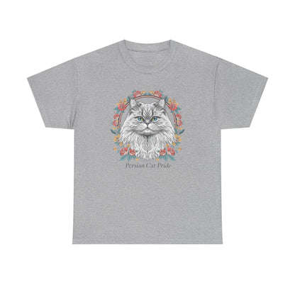 Cat Portrait Tee — "Purrson of Power" Floral Maine Coon Graphic T-Shirt