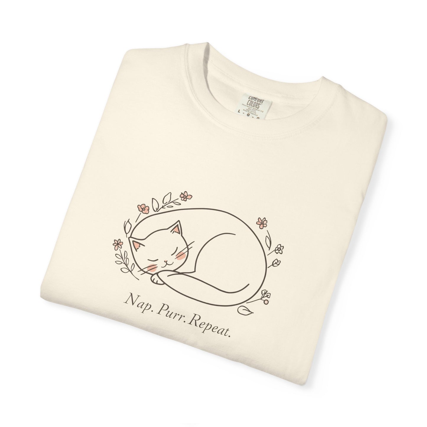 Cat Nap T-Shirt — "Nap Peer Repose" Cute Sleeping Cat Graphic Tee
