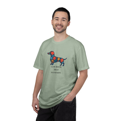 Dachshund Floral Graphic Tee | Low Rider High Standards Sausage Dog Shirt