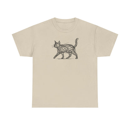 Bengal Cat Line Art T-Shirt — Minimalist Walking Cat Graphic Tee
