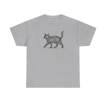 Bengal Cat Line Art T-Shirt — Minimalist Walking Cat Graphic Tee