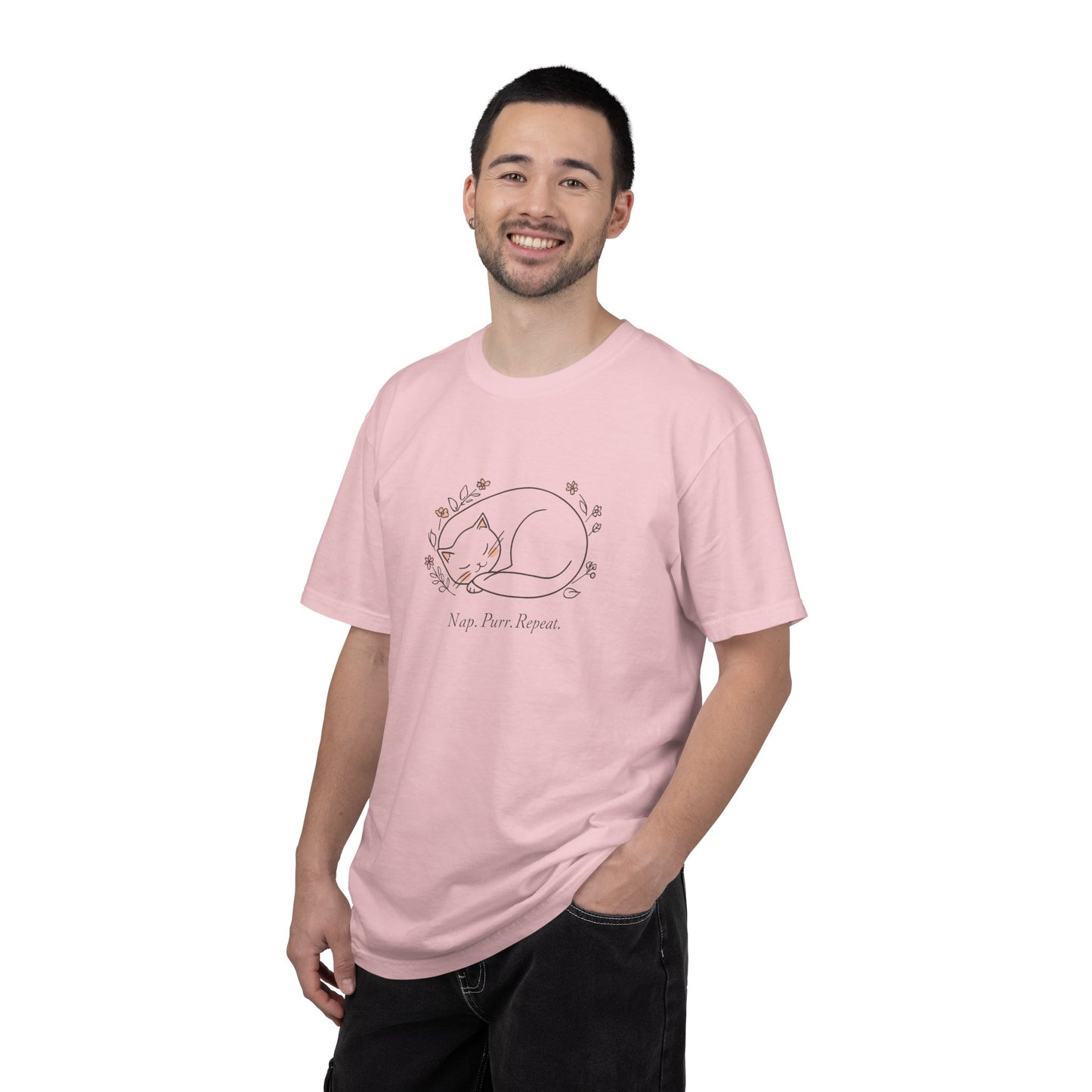 Cat Nap T-Shirt — "Nap Peer Repose" Cute Sleeping Cat Graphic Tee