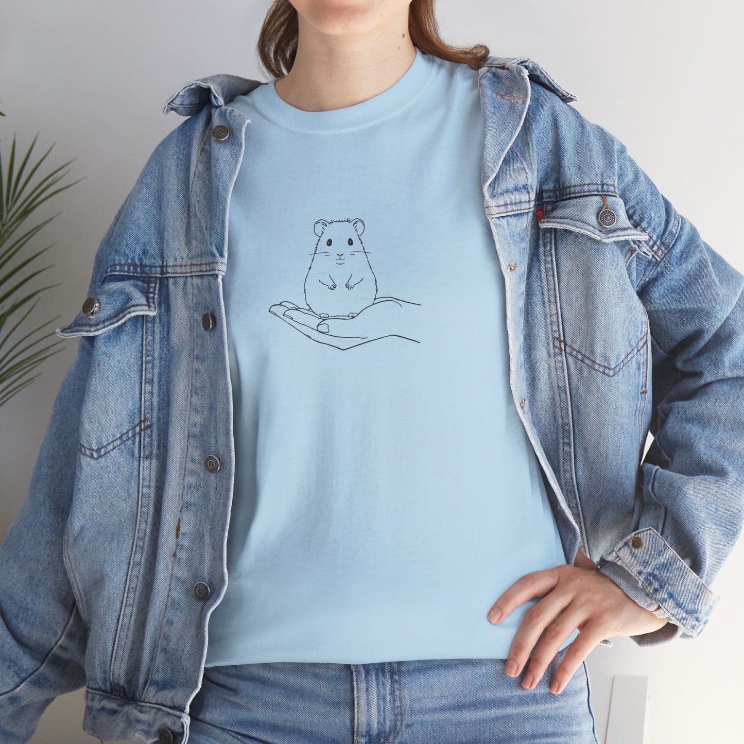 Hamster In Hand Tee - Minimal Cute Pet Illustration T-Shirt