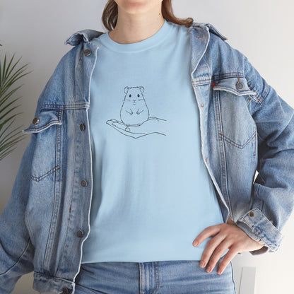 Hamster In Hand Tee - Minimal Cute Pet Illustration T-Shirt