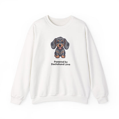 Dachshund Crewneck Sweatshirt – "Powered by Dachshund Love" Cute Sausage Dog Pullover
