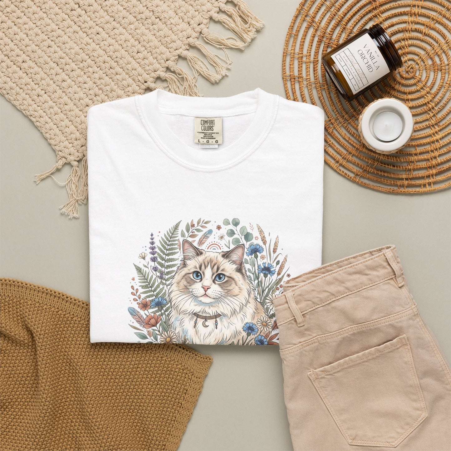Ragdoll Cat Floral Wreath T-Shirt